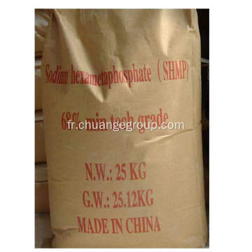 Hexametaphosphate de sodium de qualité industrielle SHMP P2O5 68% min